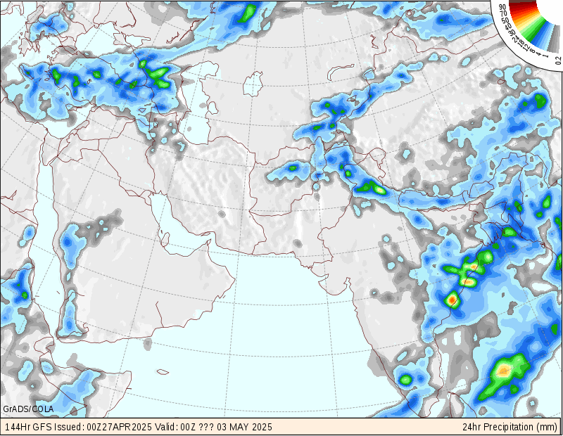 GFS - توقعات الامطار