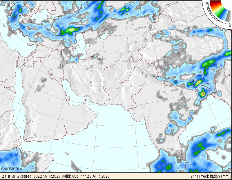 GFS - توقعات الامطار